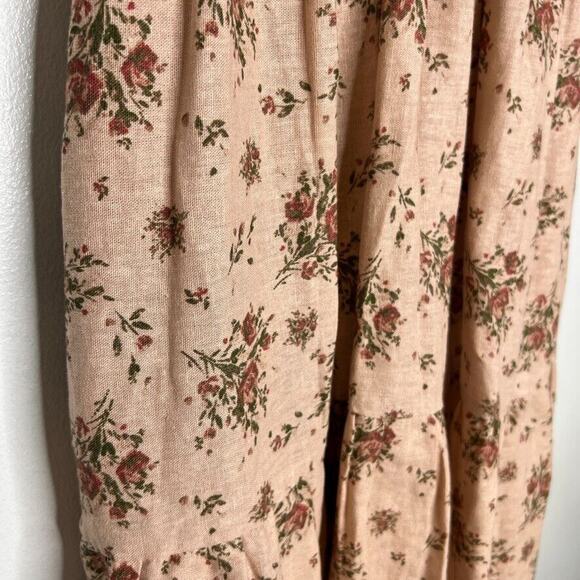 House of Harlow 1960 XS Floral Linen Maxi Dress TieStrap Tiered Cottagecore Boho - Picture 4 of 10